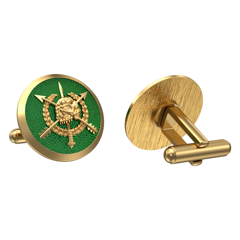 Pirate, Edgy Cufflink Set with 18kt Gold & Black Ruthenium Plating on Brass.