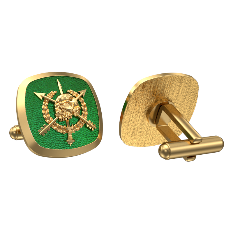 Pirate, Edgy Cufflink Set with 18kt Gold & Black Ruthenium Plating on Brass.