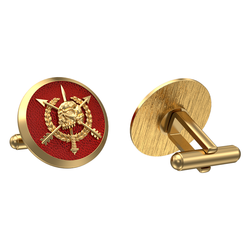 Pirate, Edgy Cufflink Set with 18kt Gold & Black Ruthenium Plating on Brass.