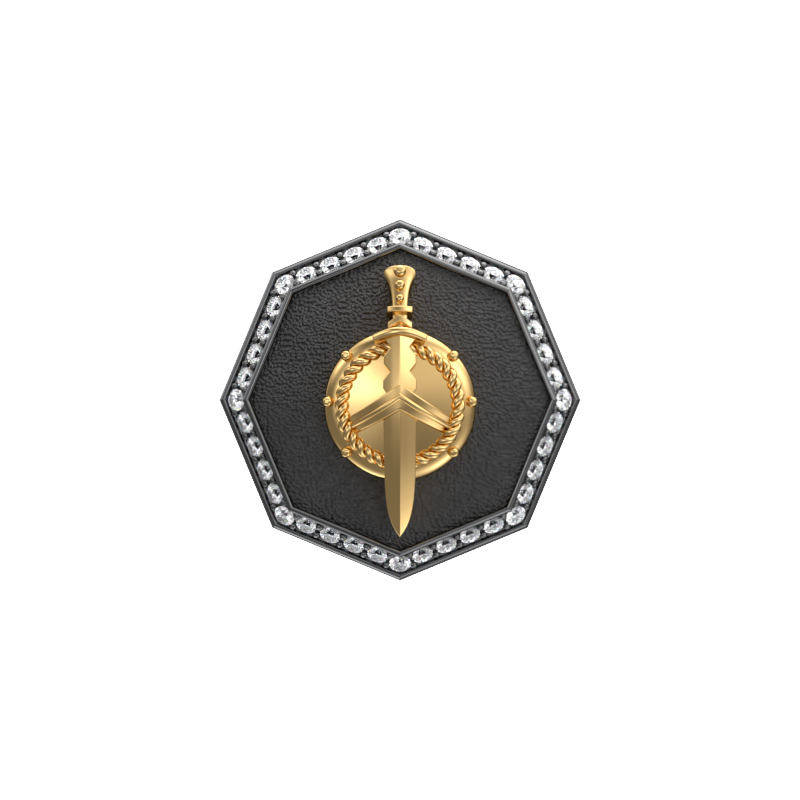 Honour Luxe, Edgy Cufflink Set with CZ Diamonds, 18kt Gold & Black Ruthenium Plating on Brass.