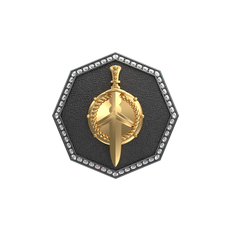 Honour Luxe, Edgy Cufflink Set with CZ Diamonds, 18kt Gold & Black Ruthenium Plating on Brass.
