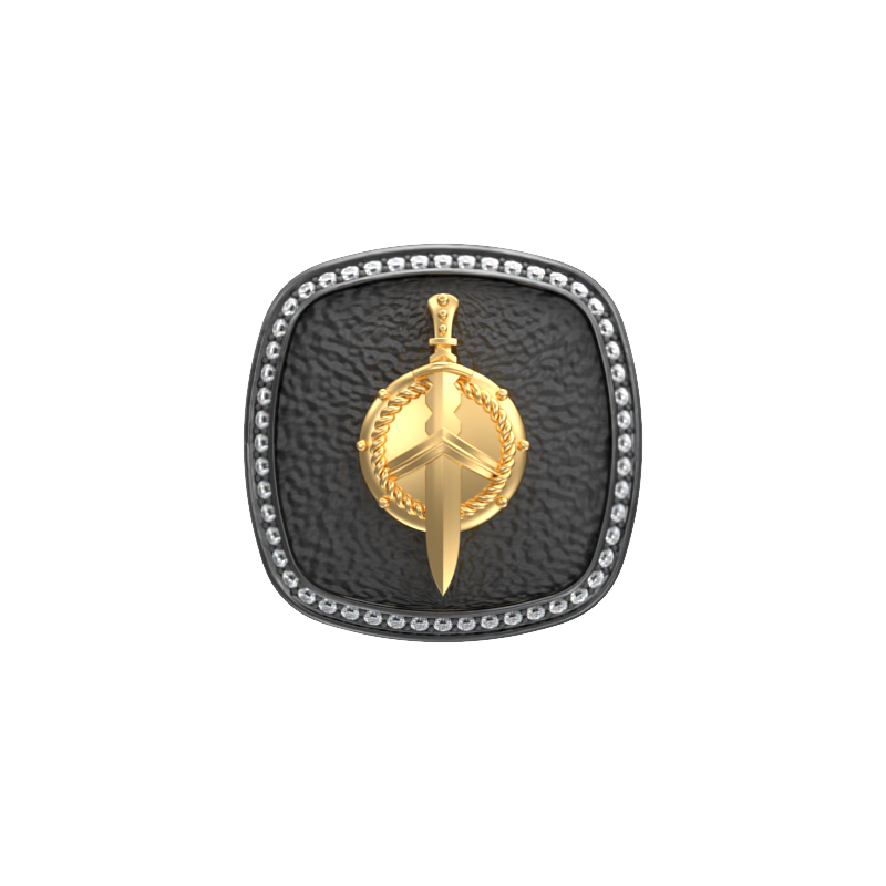 Honour Luxe, Edgy Cufflink Set with CZ Diamonds, 18kt Gold & Black Ruthenium Plating on Brass.