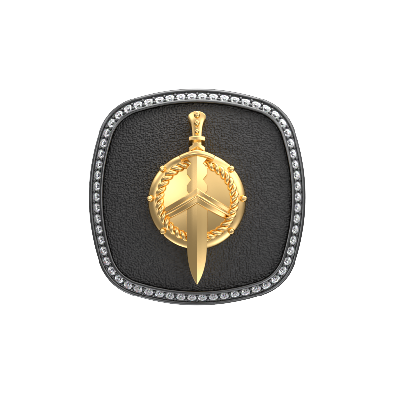 Honour Luxe, Edgy Cufflink Set with CZ Diamonds, 18kt Gold & Black Ruthenium Plating on Brass.
