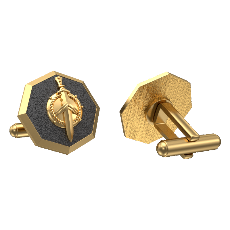 Honour, Edgy Cufflink Set with 18kt Gold & Black Ruthenium Plating on Brass.