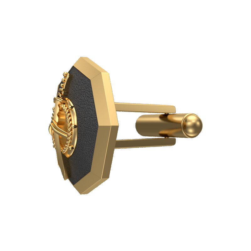 Honour, Edgy Cufflink Set with 18kt Gold & Black Ruthenium Plating on Brass.