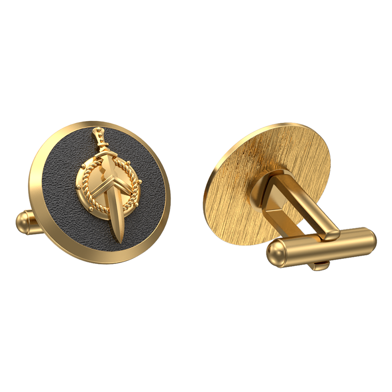 Honour, Edgy Cufflink Set with 18kt Gold & Black Ruthenium Plating on Brass.