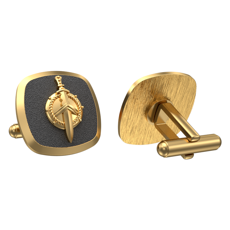Honour, Edgy Cufflink Set with 18kt Gold & Black Ruthenium Plating on Brass.