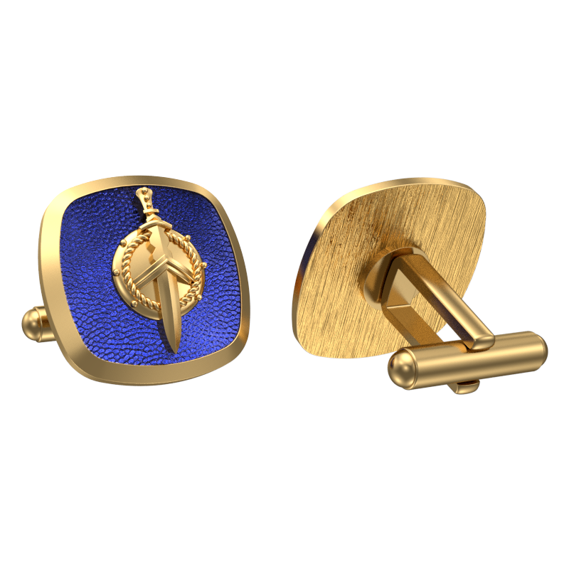 Honour, Edgy Cufflink Set with 18kt Gold & Black Ruthenium Plating on Brass.