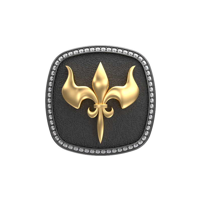 Rudra Luxe, Edgy Cufflink Set with CZ Diamonds, 18kt Gold & Black Ruthenium Plating on Brass.