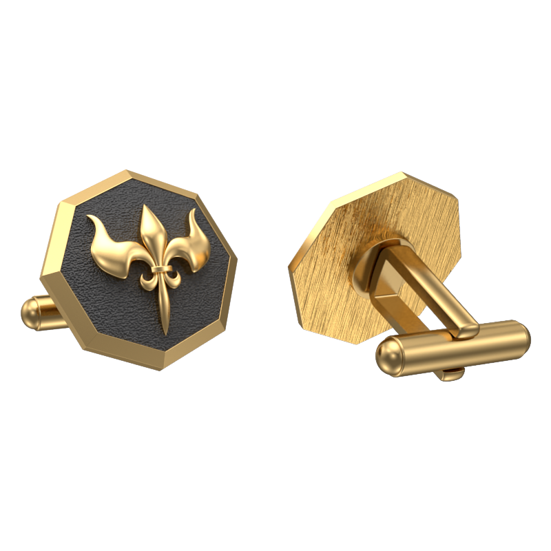Rudra, Edgy Cufflink Set with 18kt Gold & Black Ruthenium Plating on Brass.