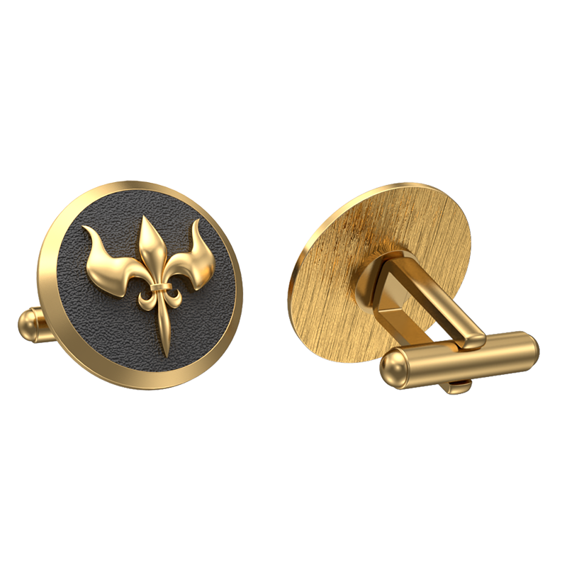 Rudra, Edgy Cufflink Set with 18kt Gold & Black Ruthenium Plating on Brass.