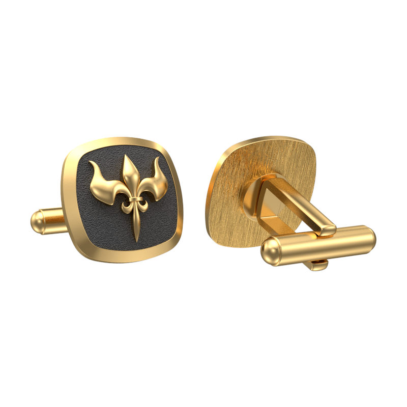 Rudra, Edgy Cufflink Set with 18kt Gold & Black Ruthenium Plating on Brass.