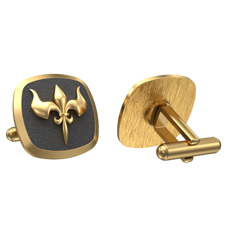 Rudra, Edgy Cufflink Set with 18kt Gold & Black Ruthenium Plating on Brass.