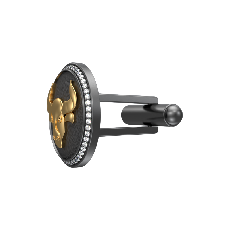 Taurus Zodiac Luxe, Constellation Cufflink Set with CZ Diamonds, 18kt Gold & Black Ruthenium Plating on Brass.