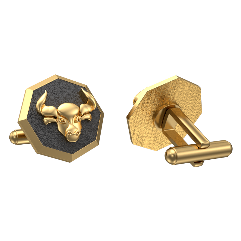 Taurus Zodiac , Constellation Cufflink Set with 18kt Gold & Black Ruthenium Plating on Brass.