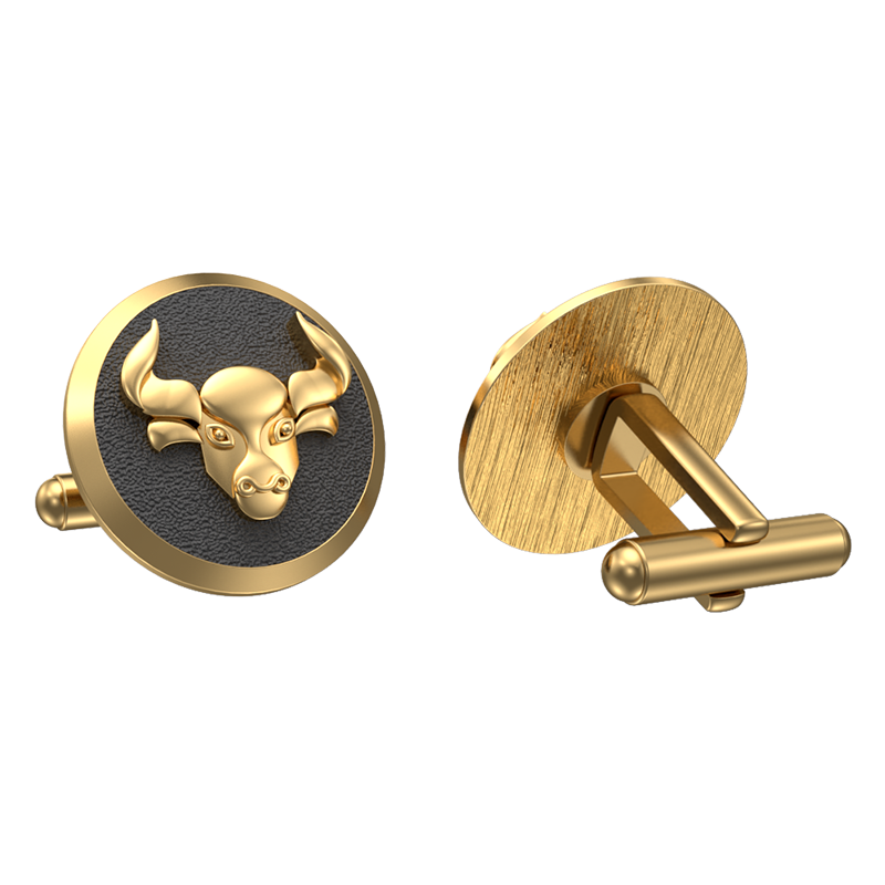 Taurus Zodiac , Constellation Cufflink Set with 18kt Gold & Black Ruthenium Plating on Brass.