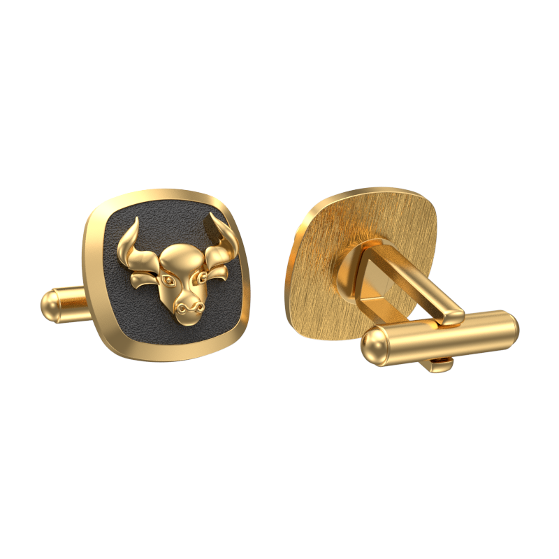 Taurus Zodiac , Constellation Cufflink Set with 18kt Gold & Black Ruthenium Plating on Brass.