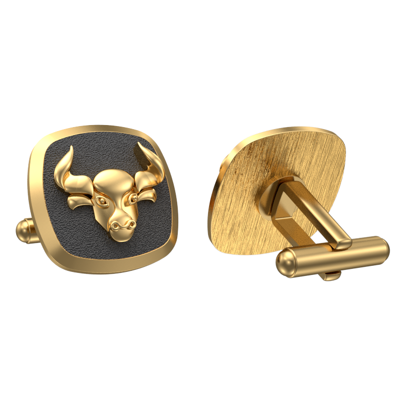 Taurus Zodiac , Constellation Cufflink Set with 18kt Gold & Black Ruthenium Plating on Brass.