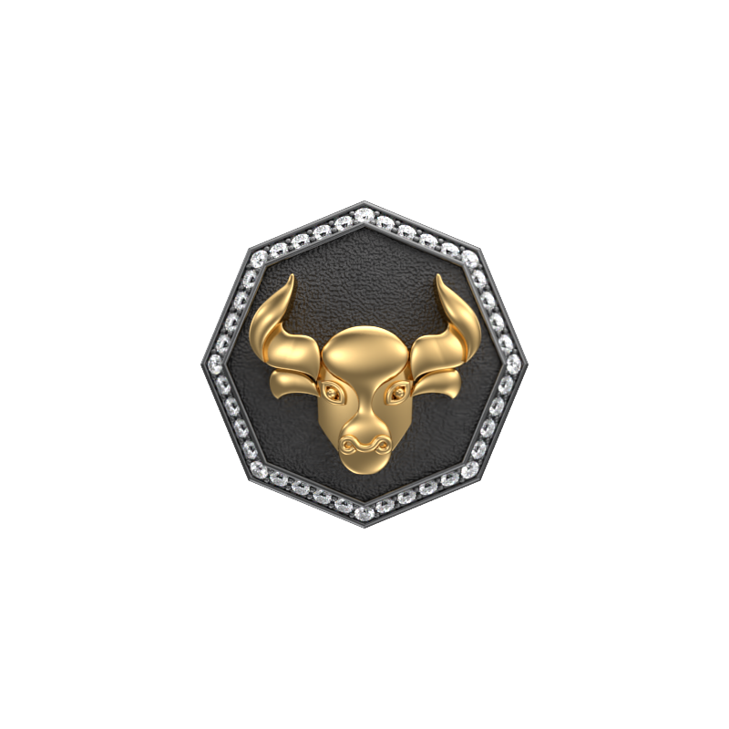 Taurus Zodiac Luxe, Constellation Cufflink Set with CZ Diamonds, 18kt Gold & Black Ruthenium Plating on Brass.