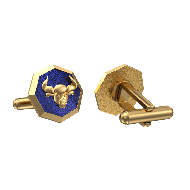 Taurus Zodiac , Constellation Cufflink Set with 18kt Gold & Black Ruthenium Plating on Brass.