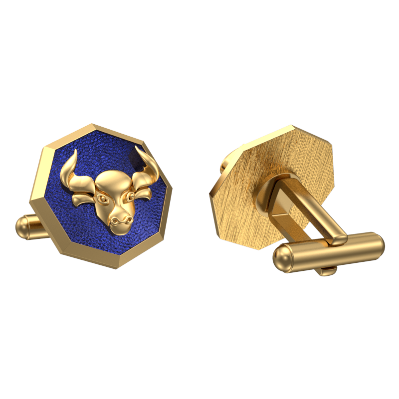 Taurus Zodiac , Constellation Cufflink Set with 18kt Gold & Black Ruthenium Plating on Brass.