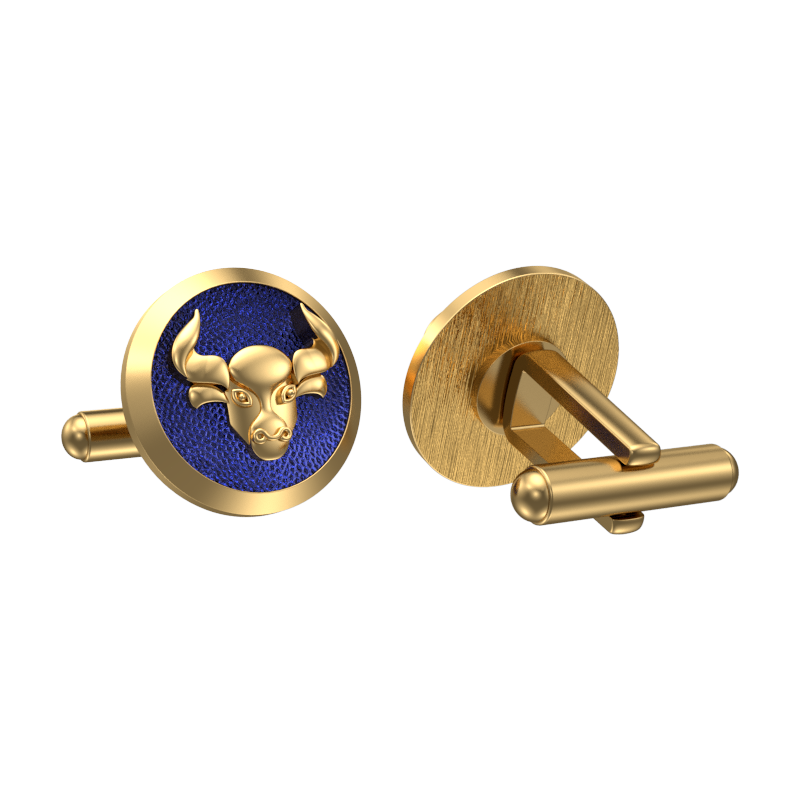 Taurus Zodiac , Constellation Cufflink Set with 18kt Gold & Black Ruthenium Plating on Brass.