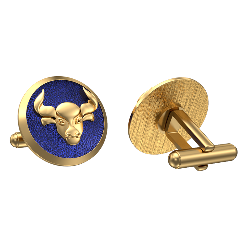 Taurus Zodiac , Constellation Cufflink Set with 18kt Gold & Black Ruthenium Plating on Brass.
