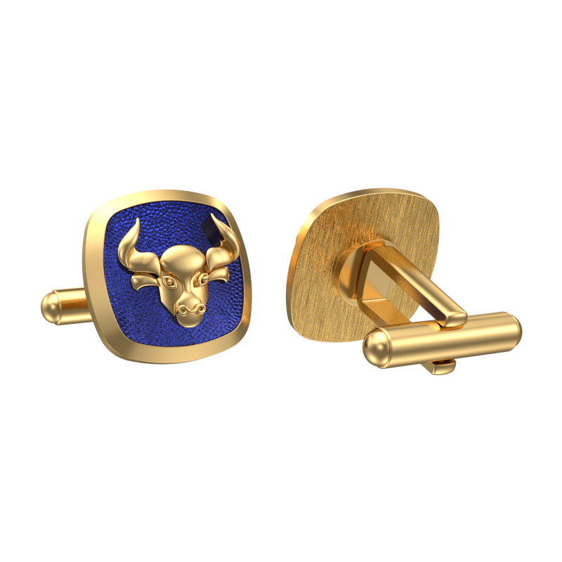 Taurus Zodiac , Constellation Cufflink Set with 18kt Gold & Black Ruthenium Plating on Brass.