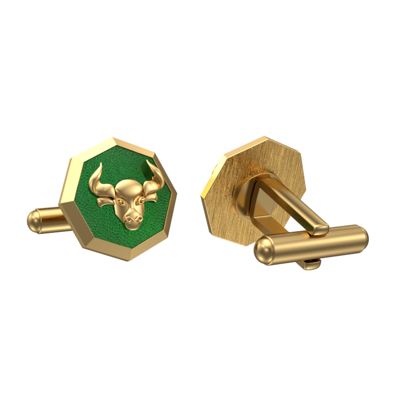 Taurus Zodiac , Constellation Cufflink Set with 18kt Gold & Black Ruthenium Plating on Brass.