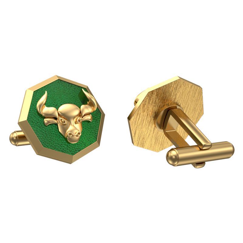 Taurus Zodiac , Constellation Cufflink Set with 18kt Gold & Black Ruthenium Plating on Brass.
