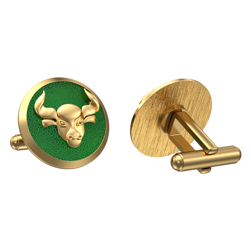 Taurus Zodiac , Constellation Cufflink Set with 18kt Gold & Black Ruthenium Plating on Brass.