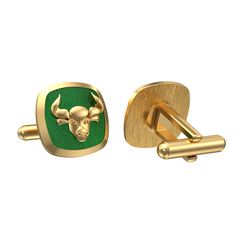 Taurus Zodiac , Constellation Cufflink Set with 18kt Gold & Black Ruthenium Plating on Brass.