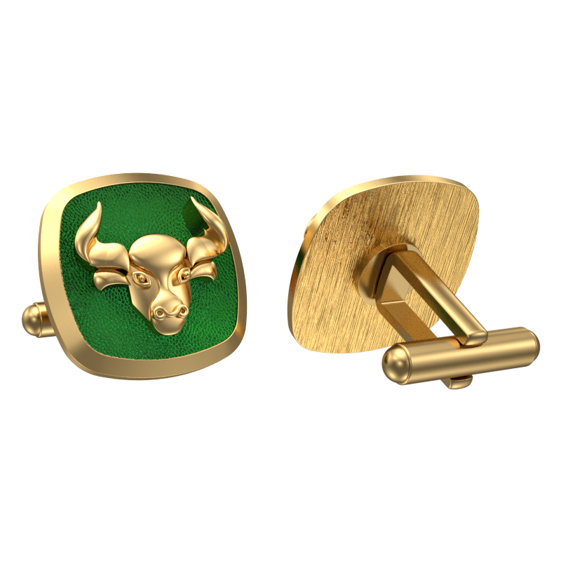 Taurus Zodiac , Constellation Cufflink Set with 18kt Gold & Black Ruthenium Plating on Brass.