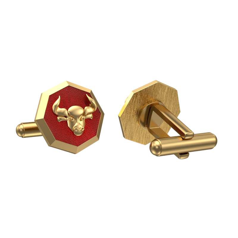 Taurus Zodiac , Constellation Cufflink Set with 18kt Gold & Black Ruthenium Plating on Brass.