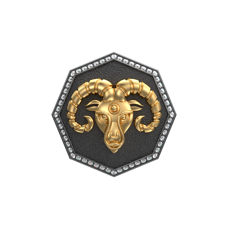 Aries Zodiac Luxe, Constellation Cufflink Set with CZ Diamonds, 18kt Gold & Black Ruthenium Plating on Brass.