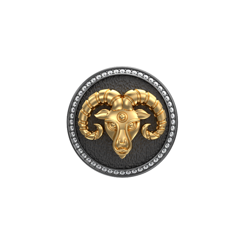 Aries Zodiac Luxe, Constellation Cufflink Set with CZ Diamonds, 18kt Gold & Black Ruthenium Plating on Brass.