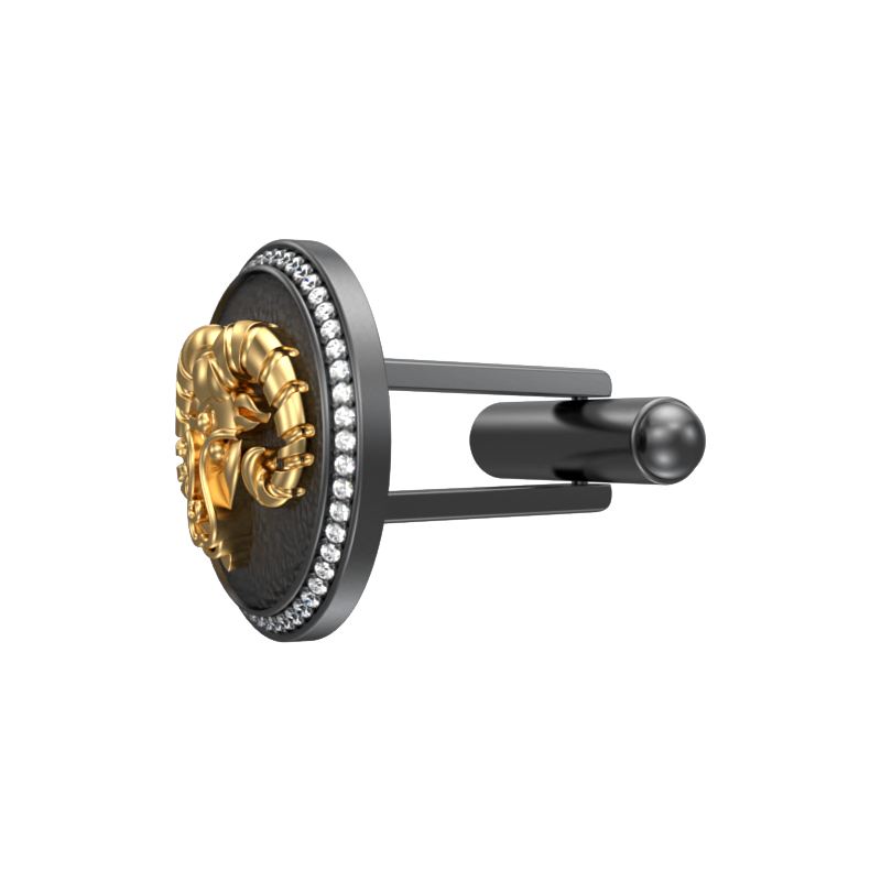 Aries Zodiac Luxe, Constellation Cufflink Set with CZ Diamonds, 18kt Gold & Black Ruthenium Plating on Brass.