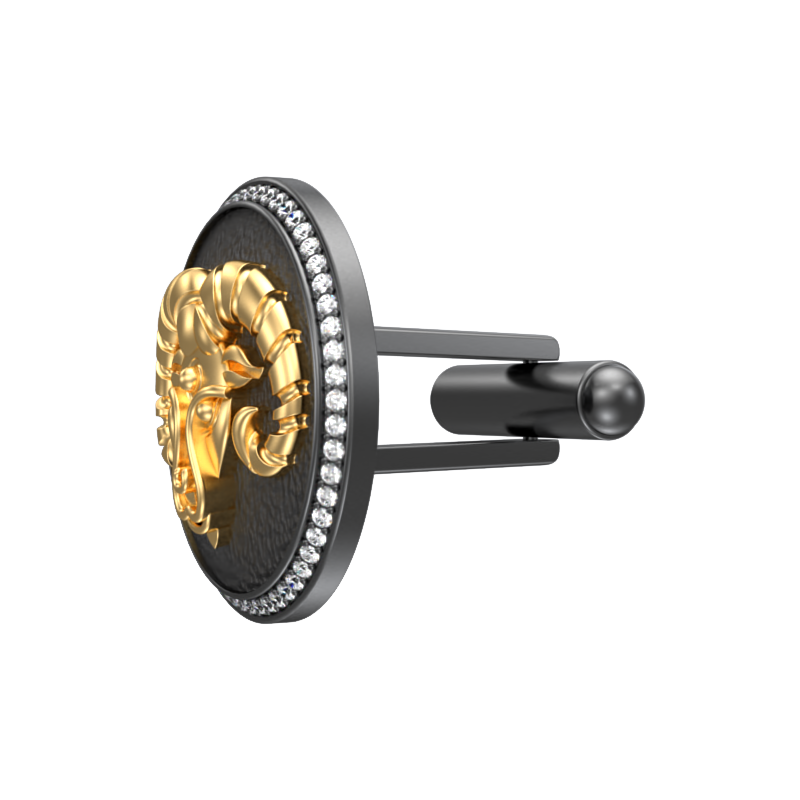 Aries Zodiac Luxe, Constellation Cufflink Set with CZ Diamonds, 18kt Gold & Black Ruthenium Plating on Brass.