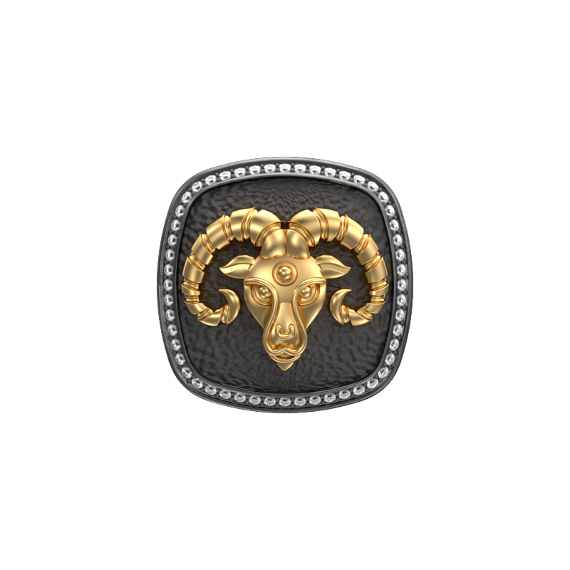 Aries Zodiac Luxe, Constellation Cufflink Set with CZ Diamonds, 18kt Gold & Black Ruthenium Plating on Brass.
