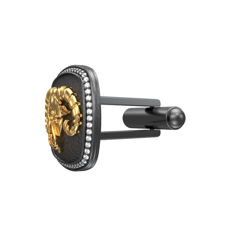 Aries Zodiac Luxe, Constellation Cufflink Set with CZ Diamonds, 18kt Gold & Black Ruthenium Plating on Brass.