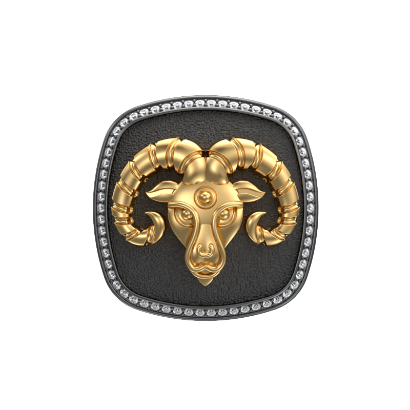 Aries Zodiac Luxe, Constellation Cufflink Set with CZ Diamonds, 18kt Gold & Black Ruthenium Plating on Brass.
