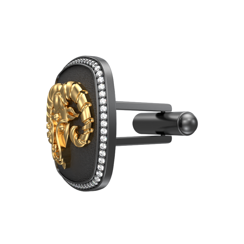 Aries Zodiac Luxe, Constellation Cufflink Set with CZ Diamonds, 18kt Gold & Black Ruthenium Plating on Brass.