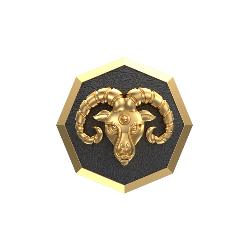 Aries Zodiac , Constellation Cufflink Set with 18kt Gold & Black Ruthenium Plating on Brass.