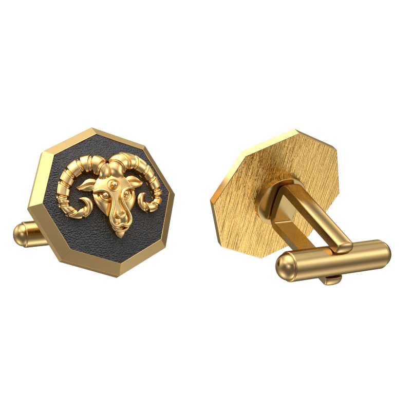 Aries Zodiac , Constellation Cufflink Set with 18kt Gold & Black Ruthenium Plating on Brass.