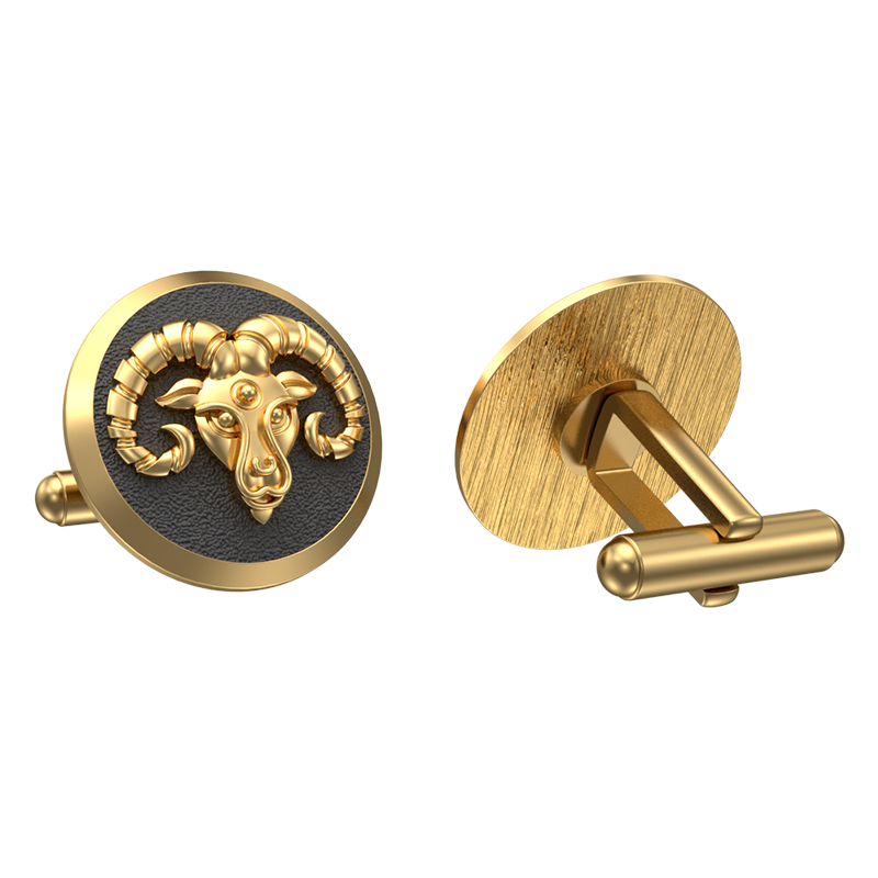 Aries Zodiac , Constellation Cufflink Set with 18kt Gold & Black Ruthenium Plating on Brass.