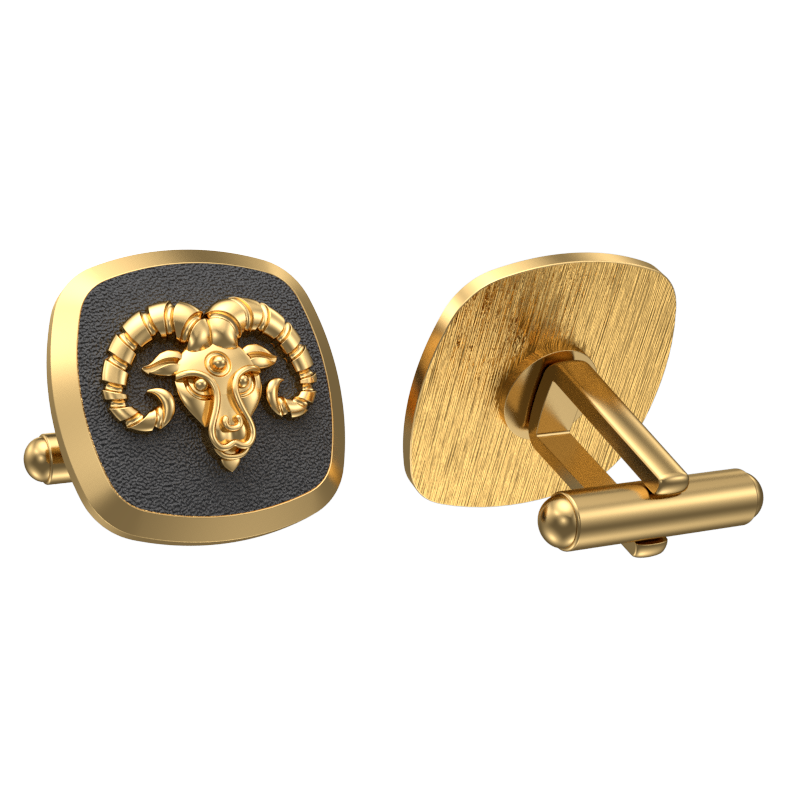 Aries Zodiac , Constellation Cufflink Set with 18kt Gold & Black Ruthenium Plating on Brass.