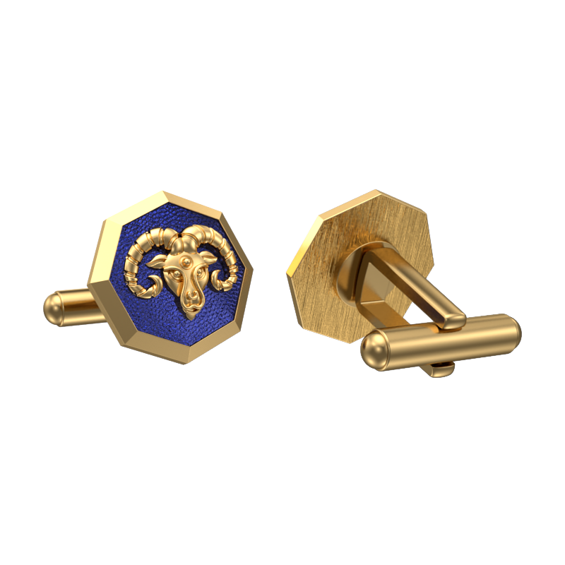 Aries Zodiac , Constellation Cufflink Set with 18kt Gold & Black Ruthenium Plating on Brass.