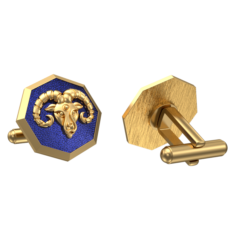 Aries Zodiac , Constellation Cufflink Set with 18kt Gold & Black Ruthenium Plating on Brass.
