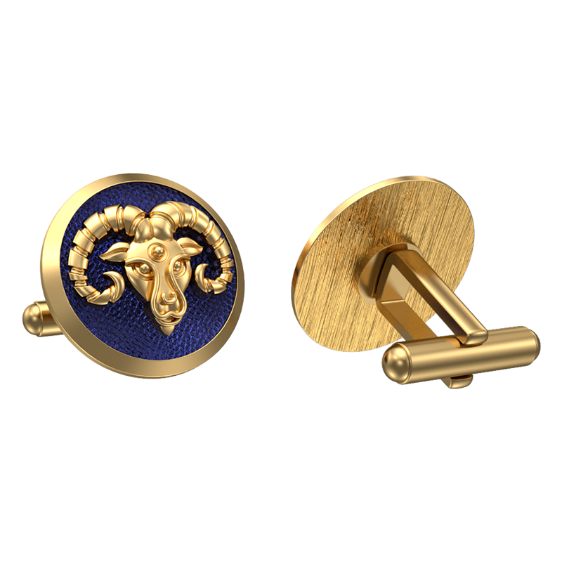 Aries Zodiac , Constellation Cufflink Set with 18kt Gold & Black Ruthenium Plating on Brass.