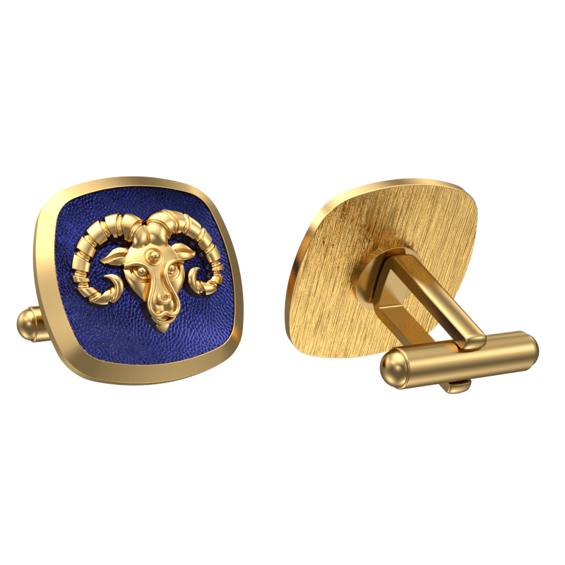 Aries Zodiac , Constellation Cufflink Set with 18kt Gold & Black Ruthenium Plating on Brass.